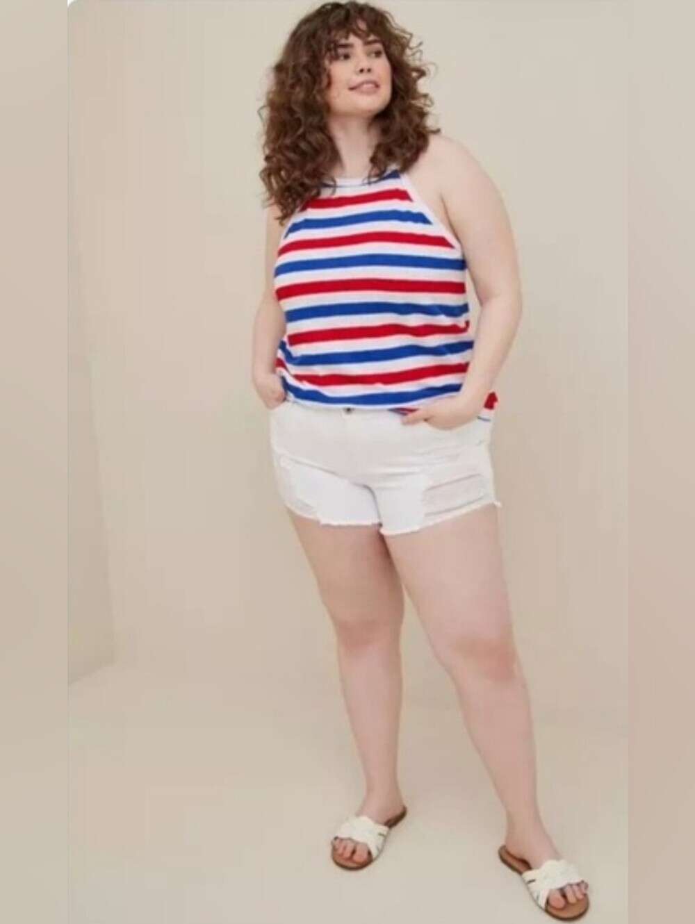 Torrid Red. White. Blue Classic Fit Tank Top Size 1(1x)